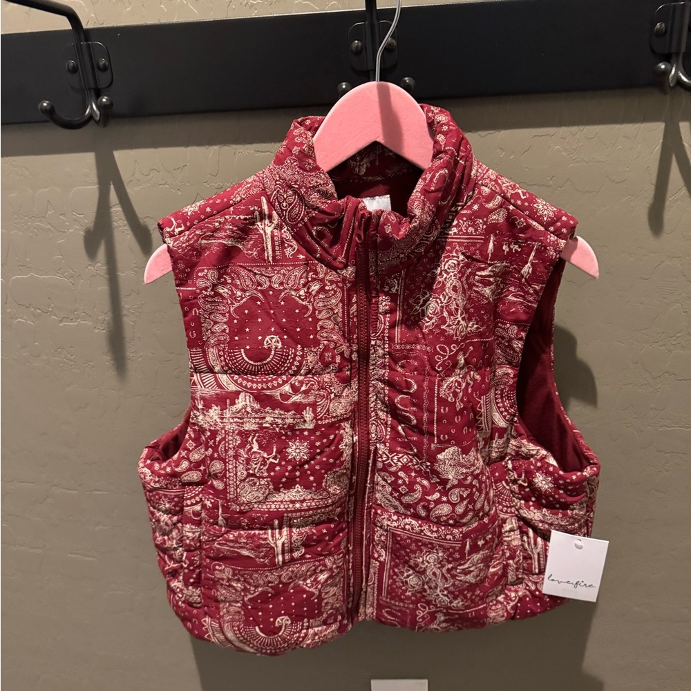 Love, Fire Red Paisley Vest